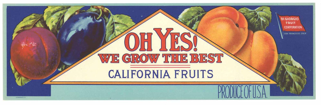 Oh Yes! Brand Vintage Fruit Crate Label