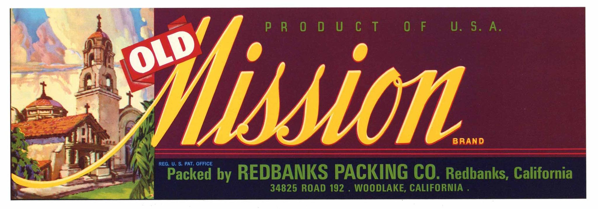 Old Mission Brand Vintage Grape Crate Label, newer