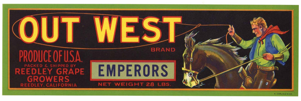 Out West Brand Vintage Grape Crate Label