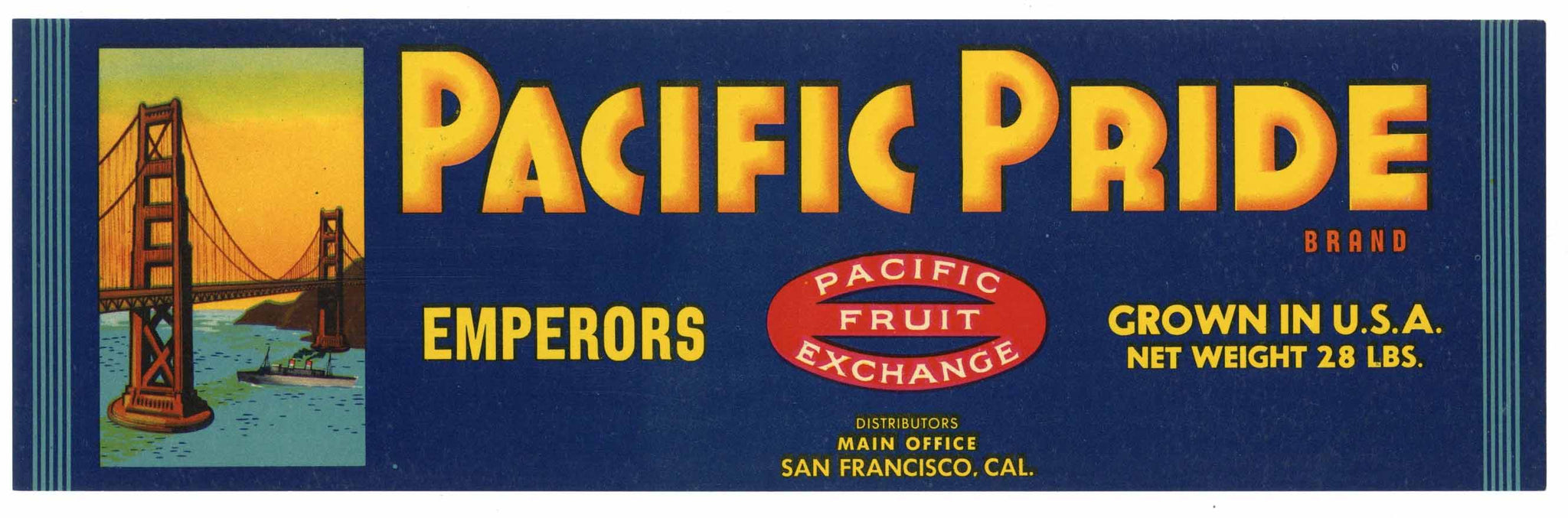 Pacific Pride Brand Vintage Grape Crate Label, n