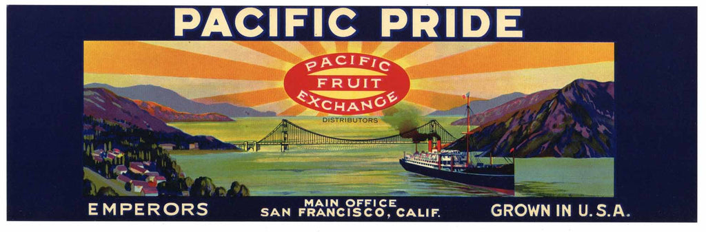 Pacific Pride Brand Vintage Grape Crate Label, o