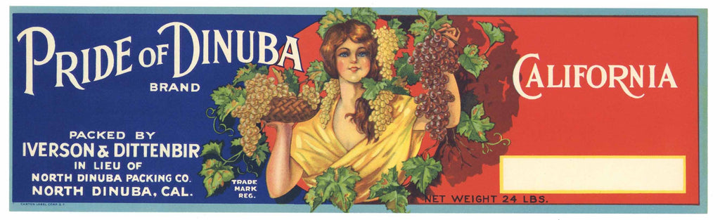 Pride of Dinuba Brand Vintage Grape Crate Label