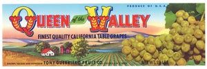 Queen Of The Valley Brand Vintage Grape Crate Label