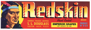 Redskin Brand Vintage Exeter Grape Crate Label, 23 lbs.