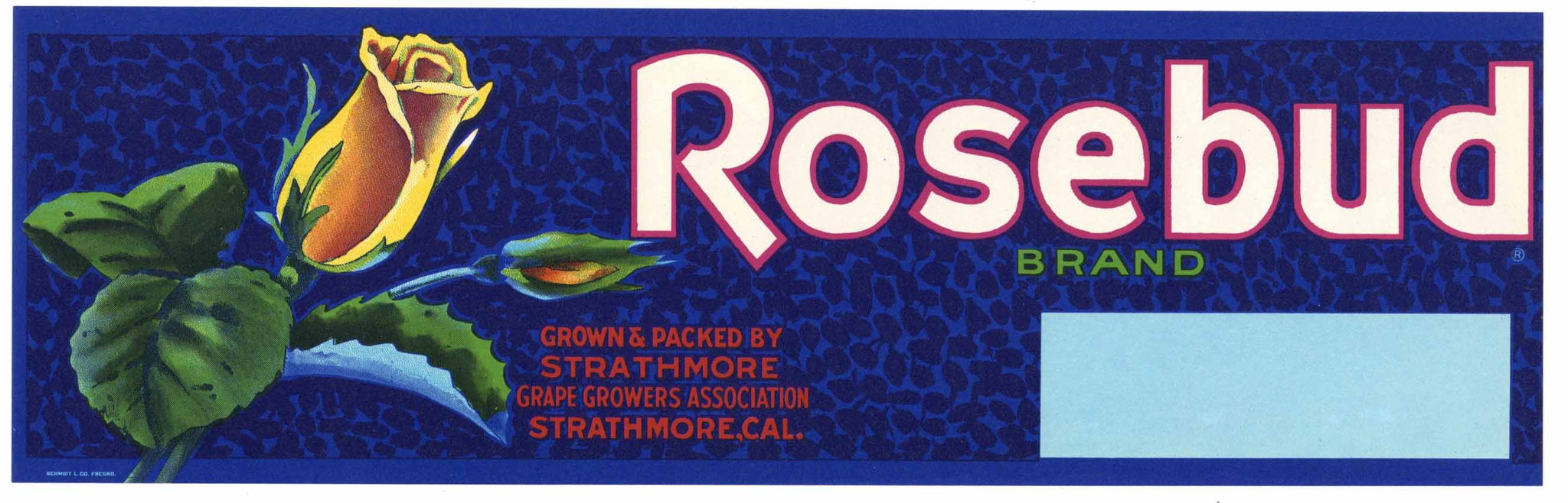 Rosebud Brand Vintage Strathmore Fruit Crate Label