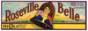 Roseville Belle Brand Vintage Placer County Grape Crate Label