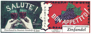 Salute Brand Vintage Zinfandel Wine Grape Crate Label