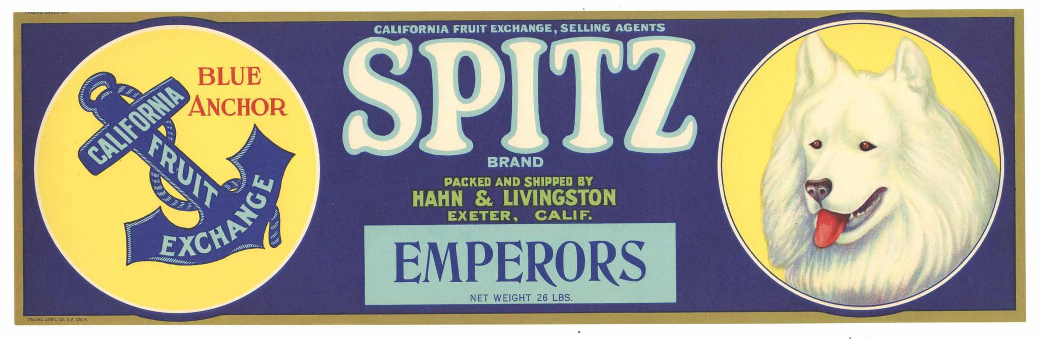 Spitz Brand Vintage Grape Crate Label, dog
