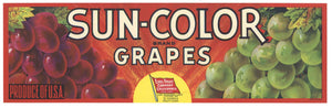 Sun-Color Brand Vintage Grape Crate Label, red