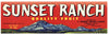 Sunset Ranch Brand Vintage Fresno Produce Crate Label