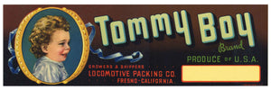 Tommy Boy Brand Vintage Fresno Produce Crate Label