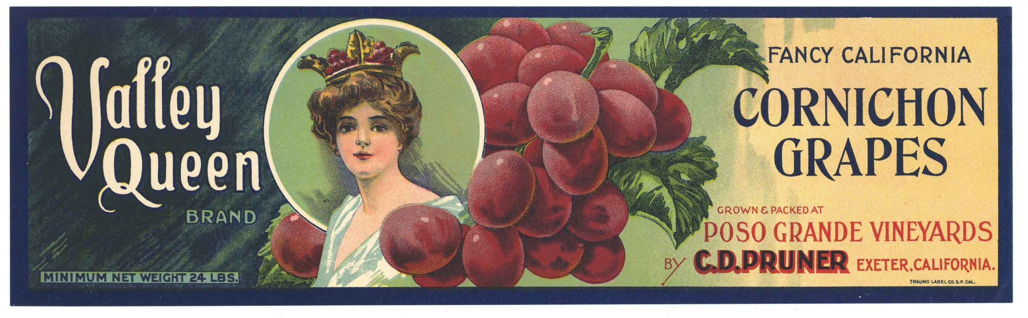Valley Queen Brand Vintage Cornichon Grape Crate Label