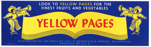Yellow Pages Brand Vintage Bakersfield Fresno Fruit Crate Label