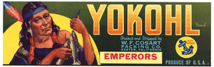 Yokohl Brand Vintage Exeter Grape Crate Label, Emperors