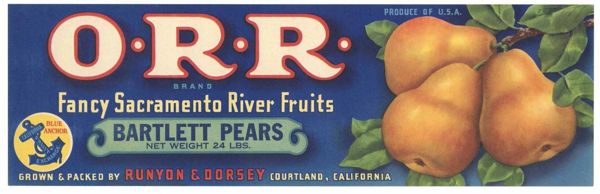 ORR Brand Vintage Pear Crate Label