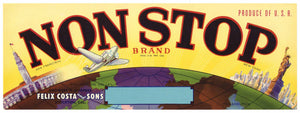 Non Stop Brand Vintage Stockton Grape Crate Label, blank