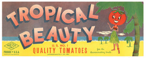 Tropical Beauty Brand Vintage Tomato Vegetable Crate Label