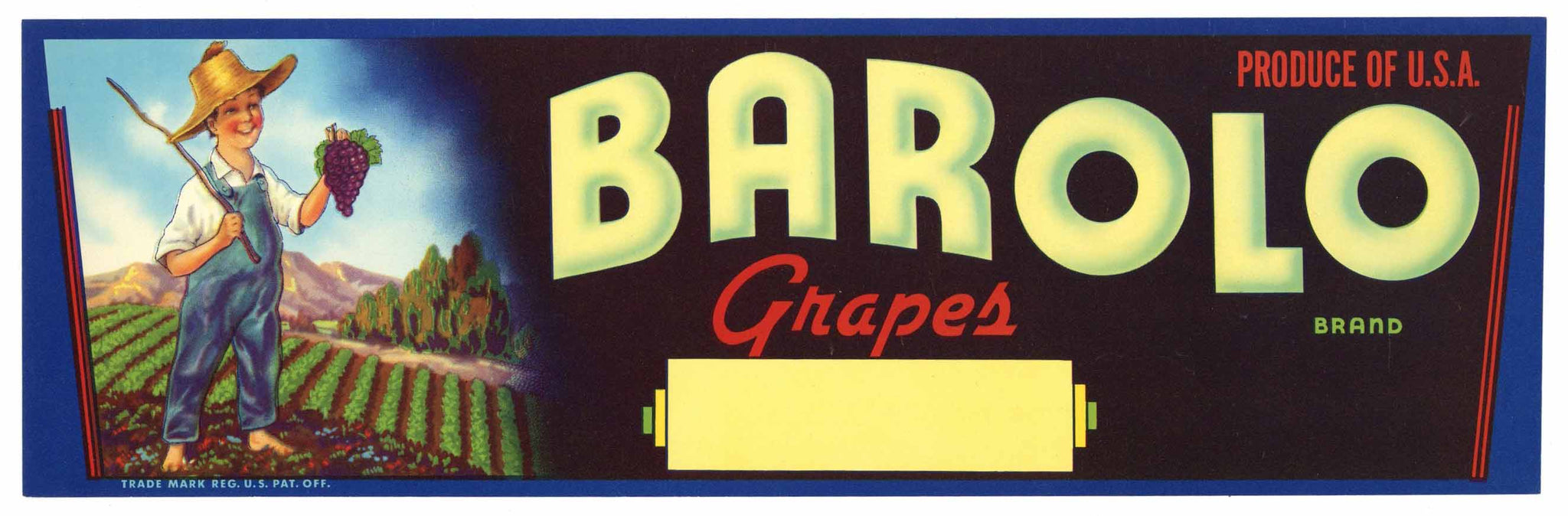Barolo Brand Vintage Grape Crate Label