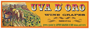 Uva D' Oro Brand Vintage Delano Grape Crate Label