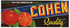 Cohen Brand Vintage Palmetto Florida Produce Crate Label, Tomato