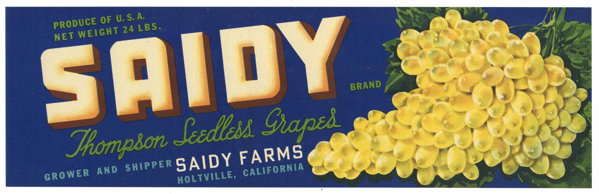 Saidy Brand Vintage Holtville Grape Crate Label