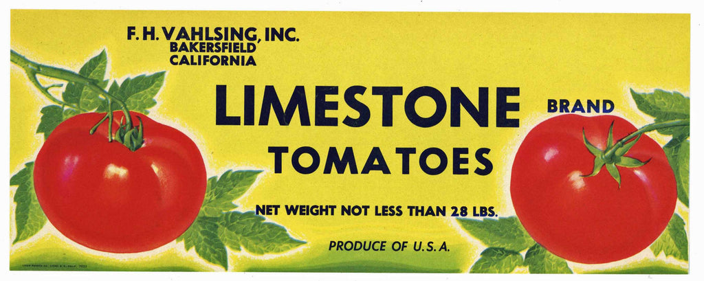 Limestone Brand Vintage Tomato Crate Label