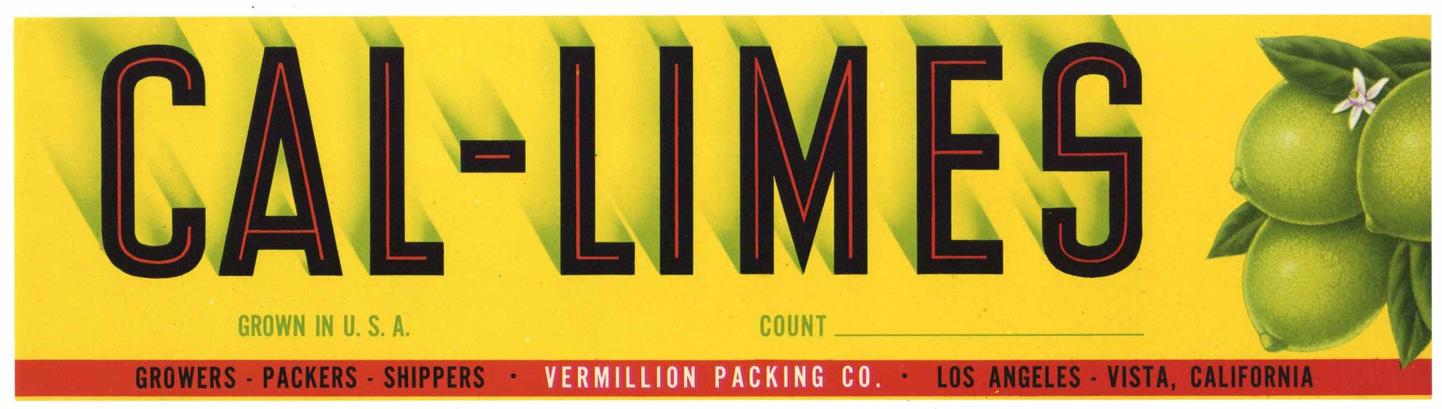 Cal-Limes Brand Vintage Vista Citrus Crate Label