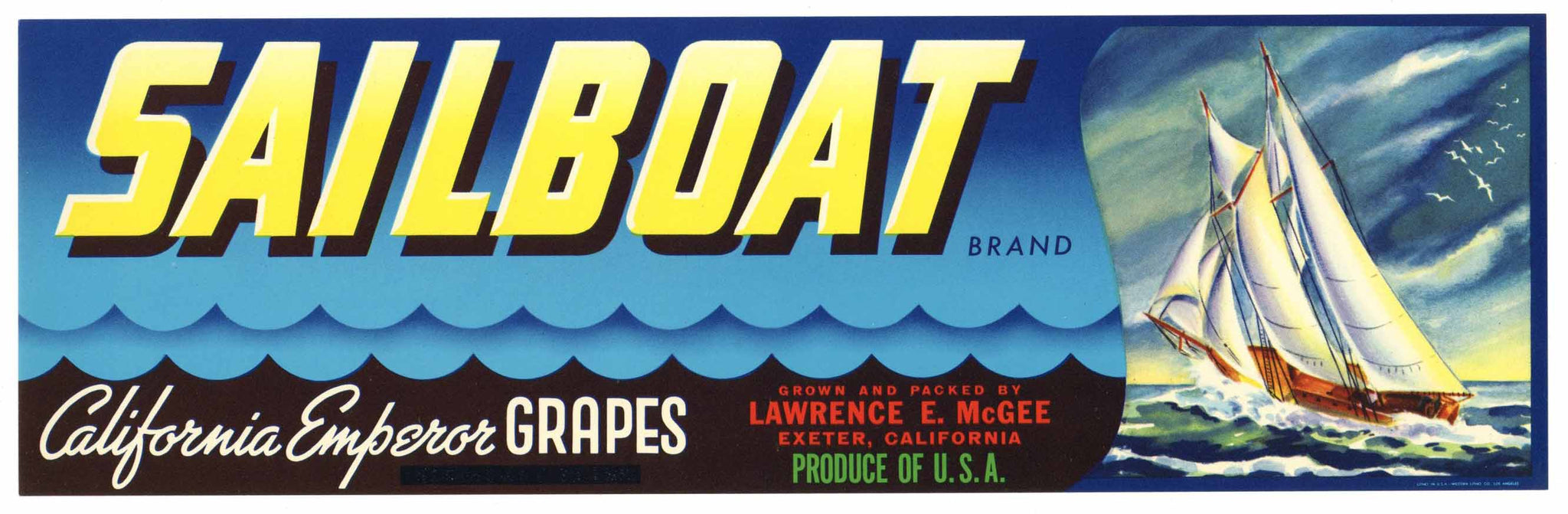 Sailboat Brand Vintage Exeter Grape Crate Label