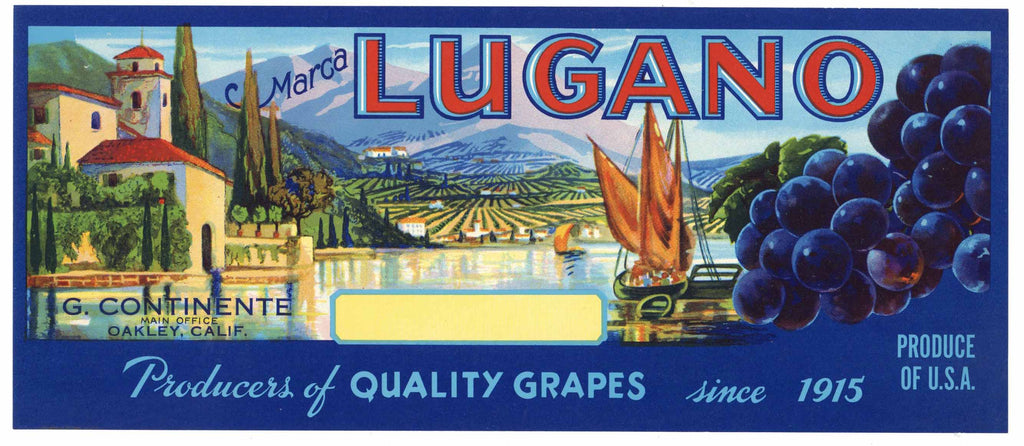 Marca Lugano Brand Vintage Oakley Grape Crate Label