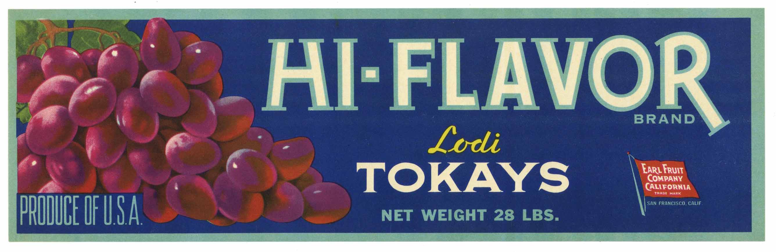 Hi-Flavor Brand Vintage Lodi Tokay Grape Crate Label – thelabelman