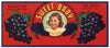 Sweet Baby Brand Vintage Wine Grape Crate Label