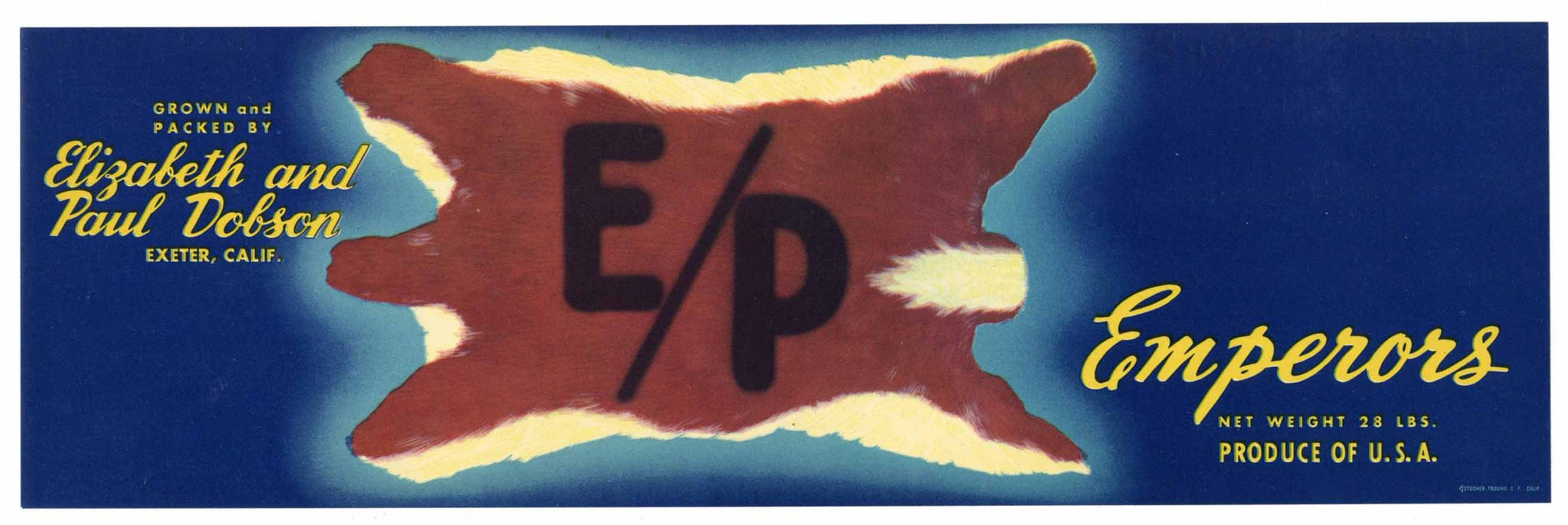 E / P Brand Vintage Exeter Emperor Grape Crate Label