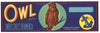 Owl Brand Vintage Fruit Crate Label, o