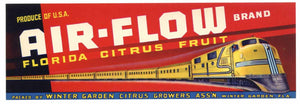 Air-Flow Brand Vintage Winter Garden Florida Citrus Crate Label