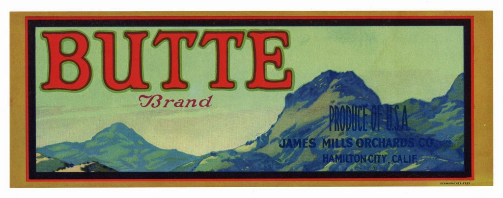 Butte Brand Vintage Fruit Crate Label