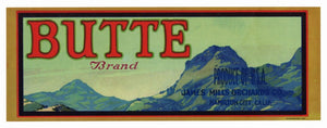 Butte Brand Vintage Fruit Crate Label