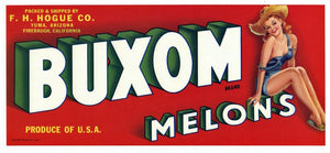 Buxom Brand Vintage Yuma Arizona Melon Crate Label