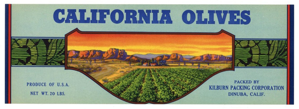 California Olives Brand Vintage Produce Crate Label