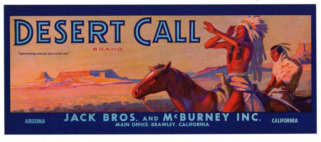 Desert Call Brand Vintage Produce Crate Label