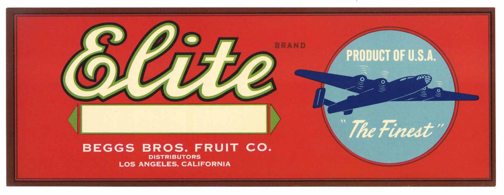 Elite Brand Vintage Produce Crate Label