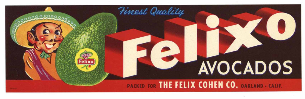 Felixo Brand Vintage Avocado Crate Label