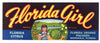 Florida Girl Brand Vintage Weirsdale Florida Citrus Crate Label
