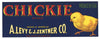 Chickie Brand Vintage Produce Crate Label