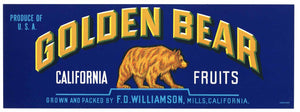 Golden Bear Brand Vintage Fruit Crate Label