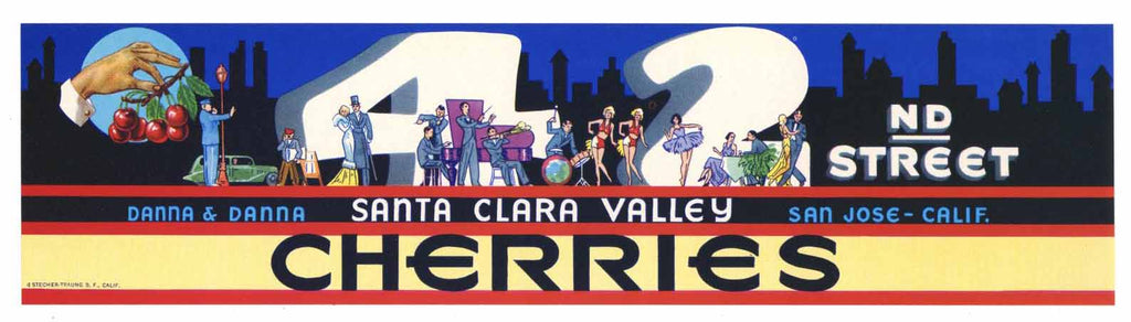 42nd Street Brand Vintage San Jose Cherry Crate Label