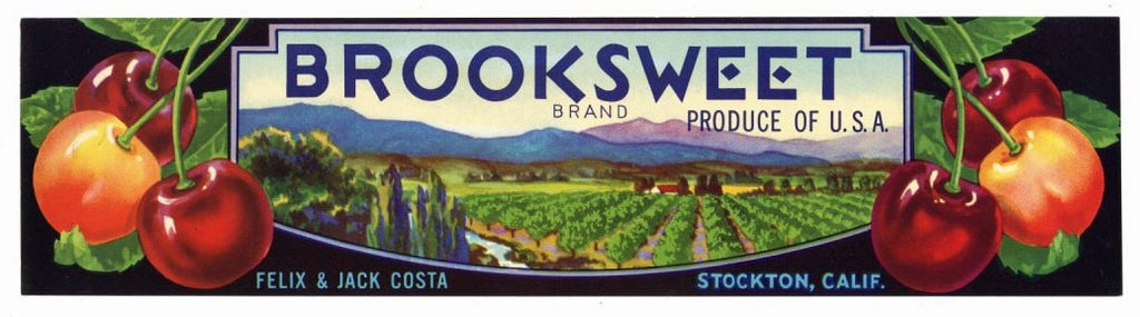 Brooksweet Brand Vintage Cherry Crate Label