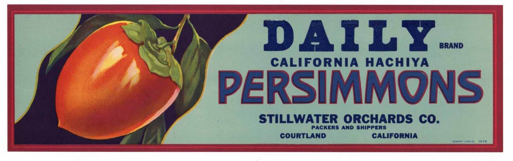 Daily Brand Vintage Persimmon Crate Label