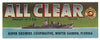 All Clear Brand Vintage Winter Garden Florida Citrus Crate Label