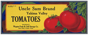 Uncle Sam Brand Vintage Washington Tomato Crate Label, stock