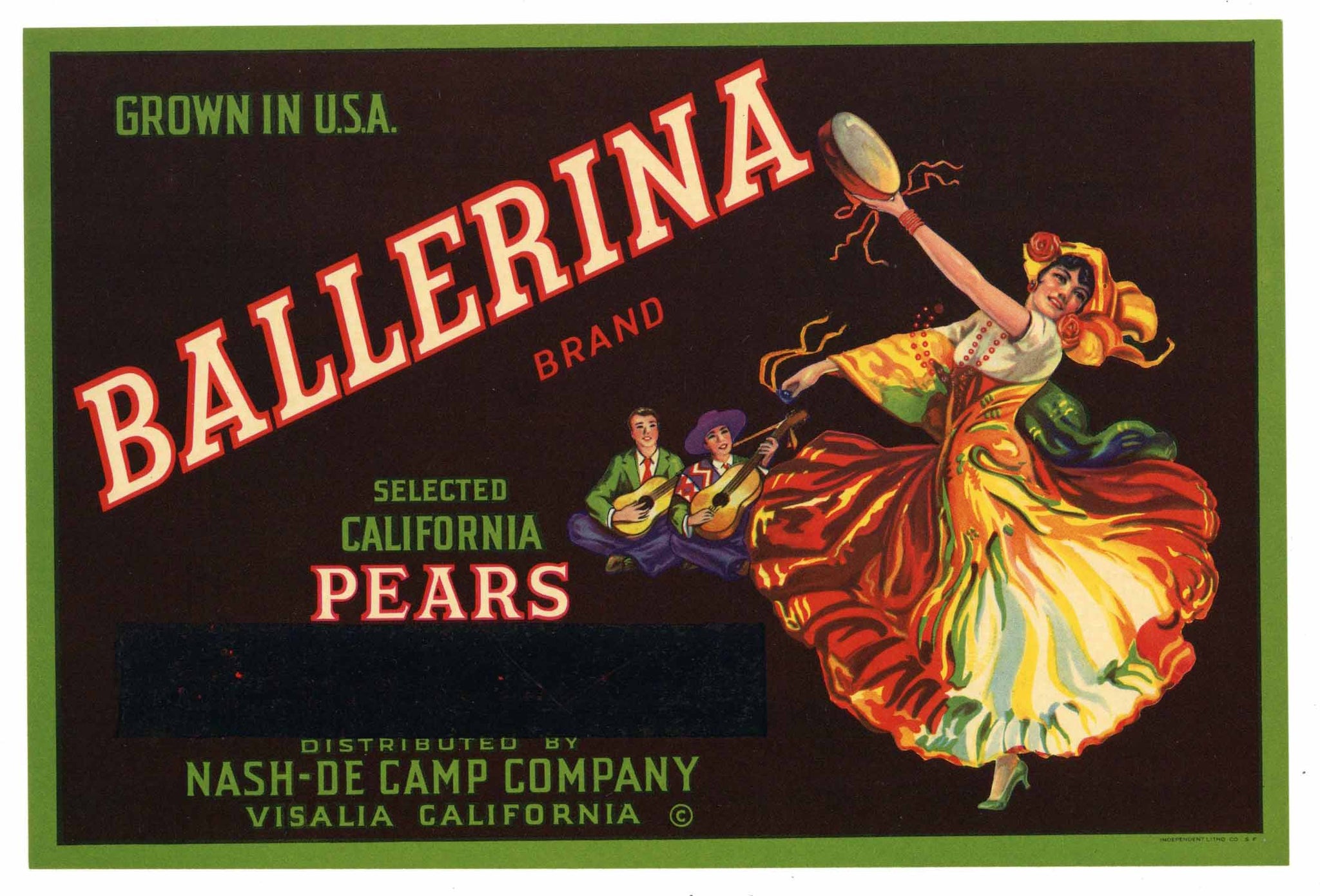 Ballerina Brand Vintage Pear Crate Label